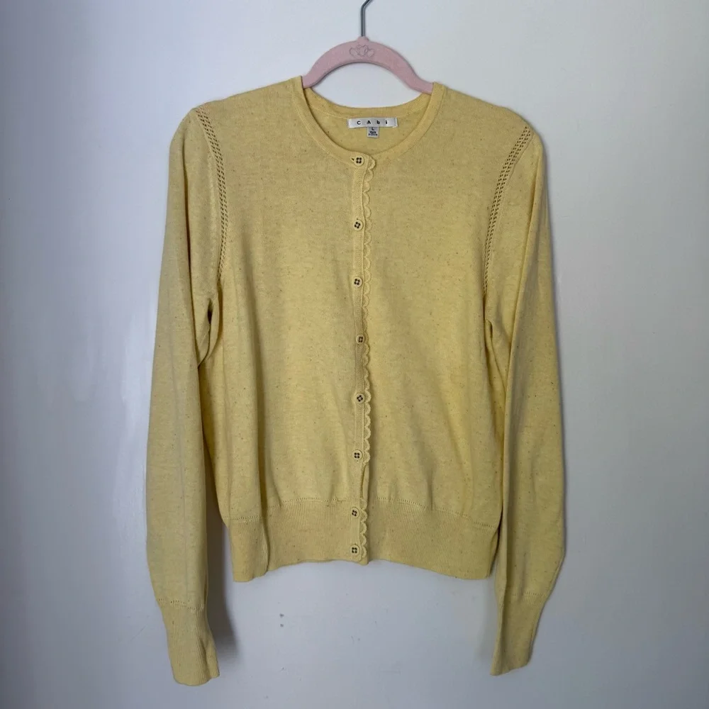 CAbi Yellow Scalloped Button Cardigan